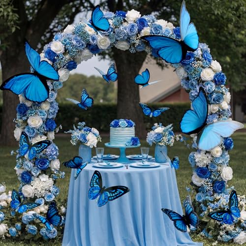 Lerheedi 18 Pcs Large Butterfly Party Decoration 2 Sizes 3D Paper Blue Butterfly Wall Decor Hanging Butterflies for Birthday Baby Shower Wedding Decoration Paper Butterflies for Wall Decor