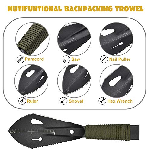 Yeacool Backpacking Shovel, Camping Hand Trowel, Lightweight Hiking Shovel, Small Potty Multitool With Carrying Pouch For Digging, Metal Detecting, Gardening, Survival And Outdoor #TOP2