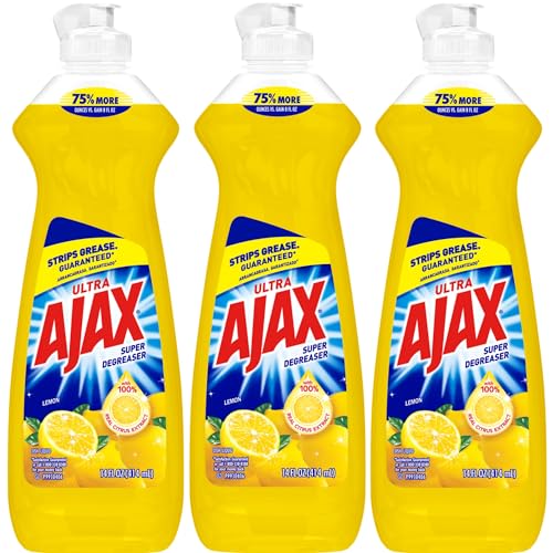 Ajax Dish Soap - Ajax Dishwashing Liquid Super Degreaser 14 FL OZ - (Lemon, 3 Count (Pack of 1)) - Includes Clean is Better Card