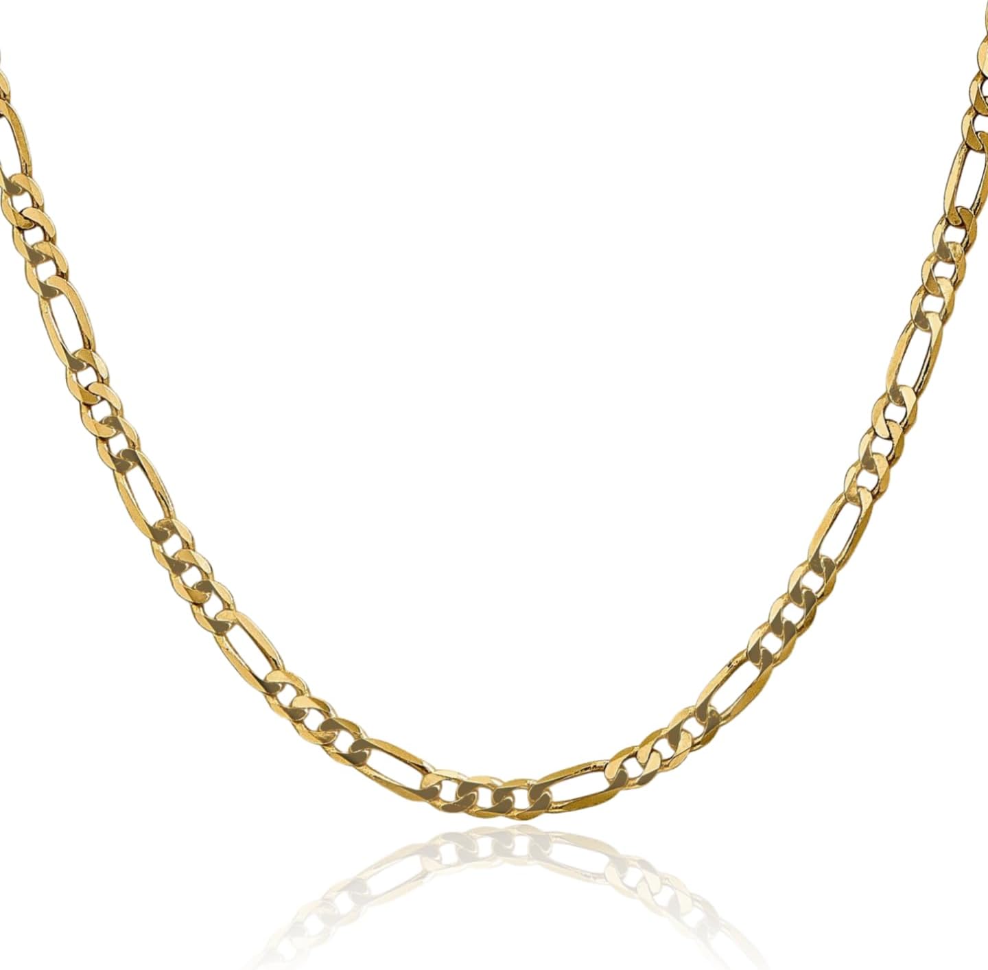IceCarats 14K Solid Yellow Gold 4mm Thick Flat Figaro Chain Necklace Polished