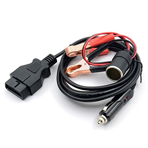 VSTM OBD II Vehicle ECU Emergency Power Supply Cable Memory Saver (3Meter) with Alligator Clip-On 12V Car Battery Cigarette Lighter Power Extension Socket
