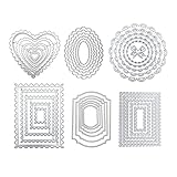 CDIYTOOL 6 Pieces Metal Cutting Die Cuts 6 Shapes Heart Round Rectangle Cutting Dies Stencils Album