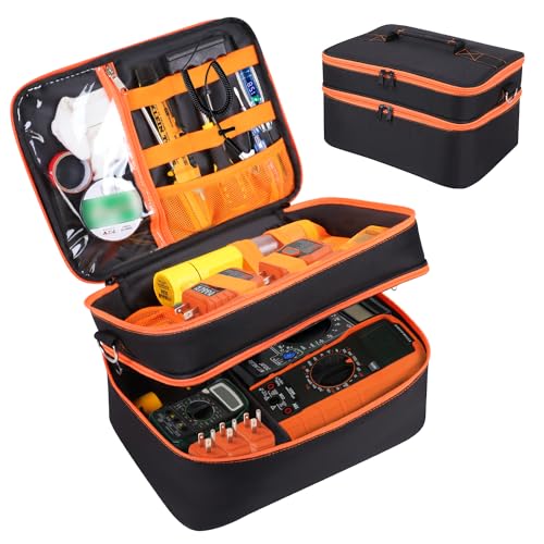 Storage Bag Compatible with Klein Tools ET310 AC Circuit Breaker, GFCI Outlet Electrical Tester, Home Tester Kit Bag, Storage Case for Electrical Test Kit, Digital Multimeter, Clamp Meter, Bag Only