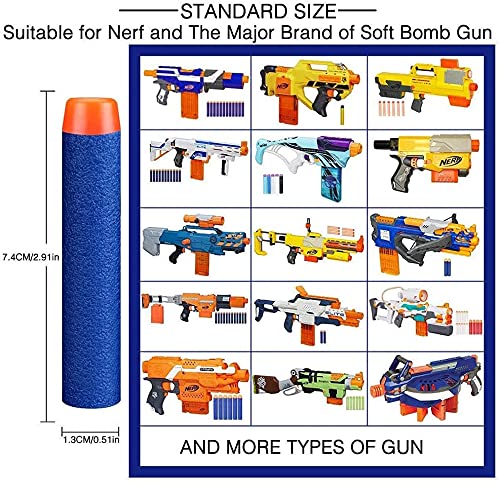 ZWOOS Fléchettes Nerf Recharge - 100 Fléchettes En Mousse - Compatible N-Strike Elite Mega - Bleu Foncé