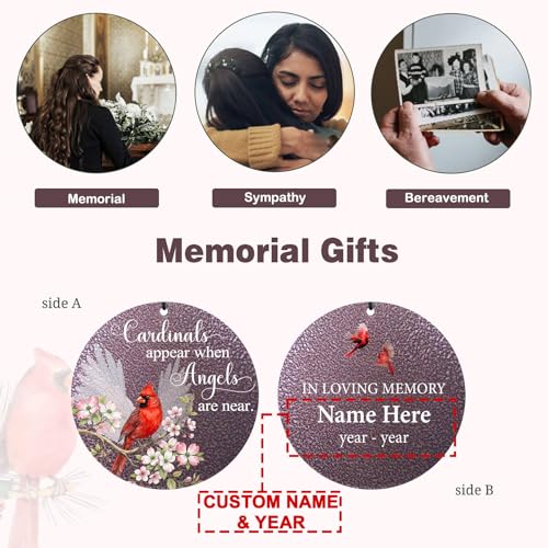 Image of Memorial Wind Chimes for Loss of Loved One /Mom /Dad Personalized Cardinal Deep Tone Wind Chime, Sympathy Gifts for Remembrance Grief Condolences