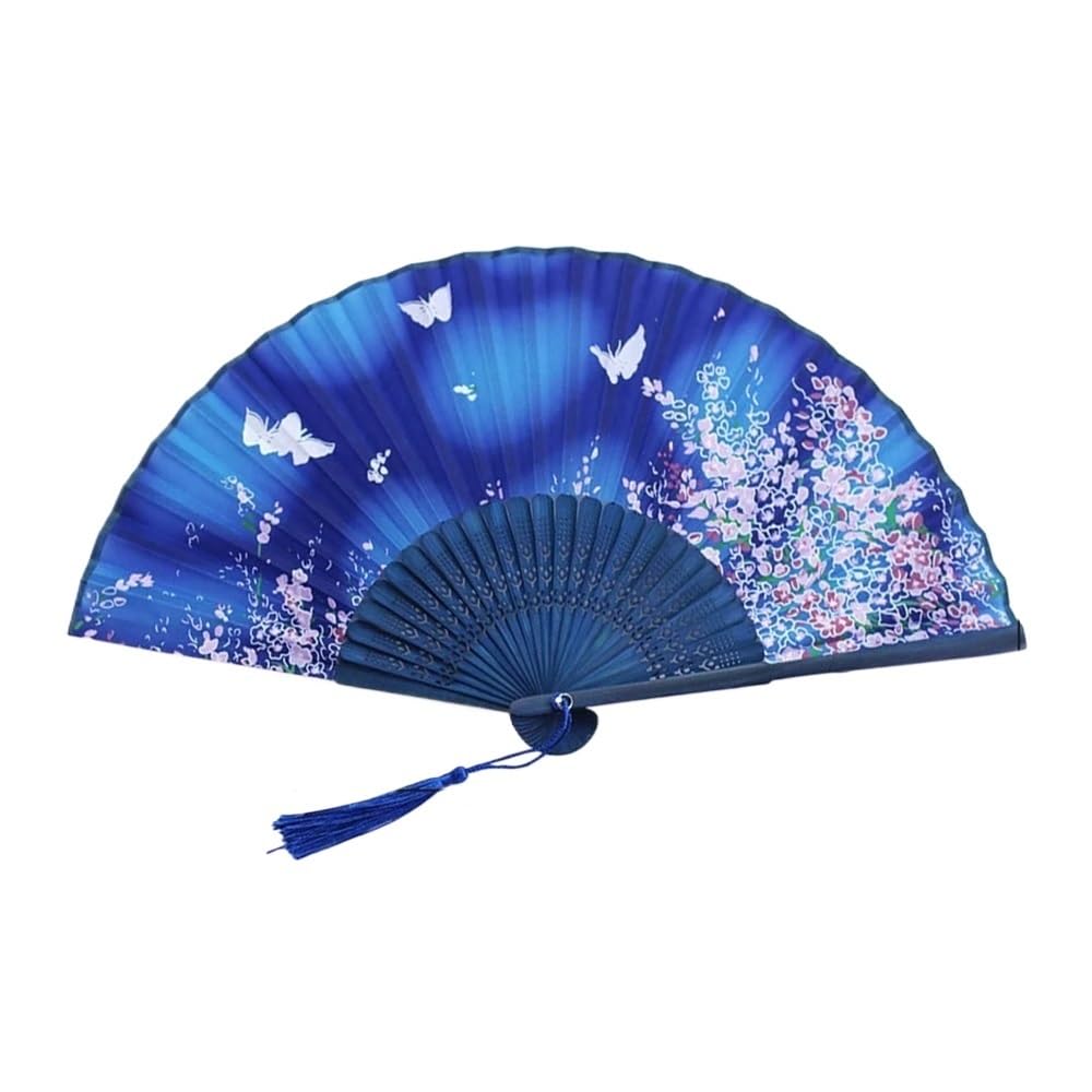 Jobaojiang Folding Fan Lace Flower Decor Style Fan Hand Held Anitque Art Craft Summer Female Dance Home(VIOLET/紫罗兰)