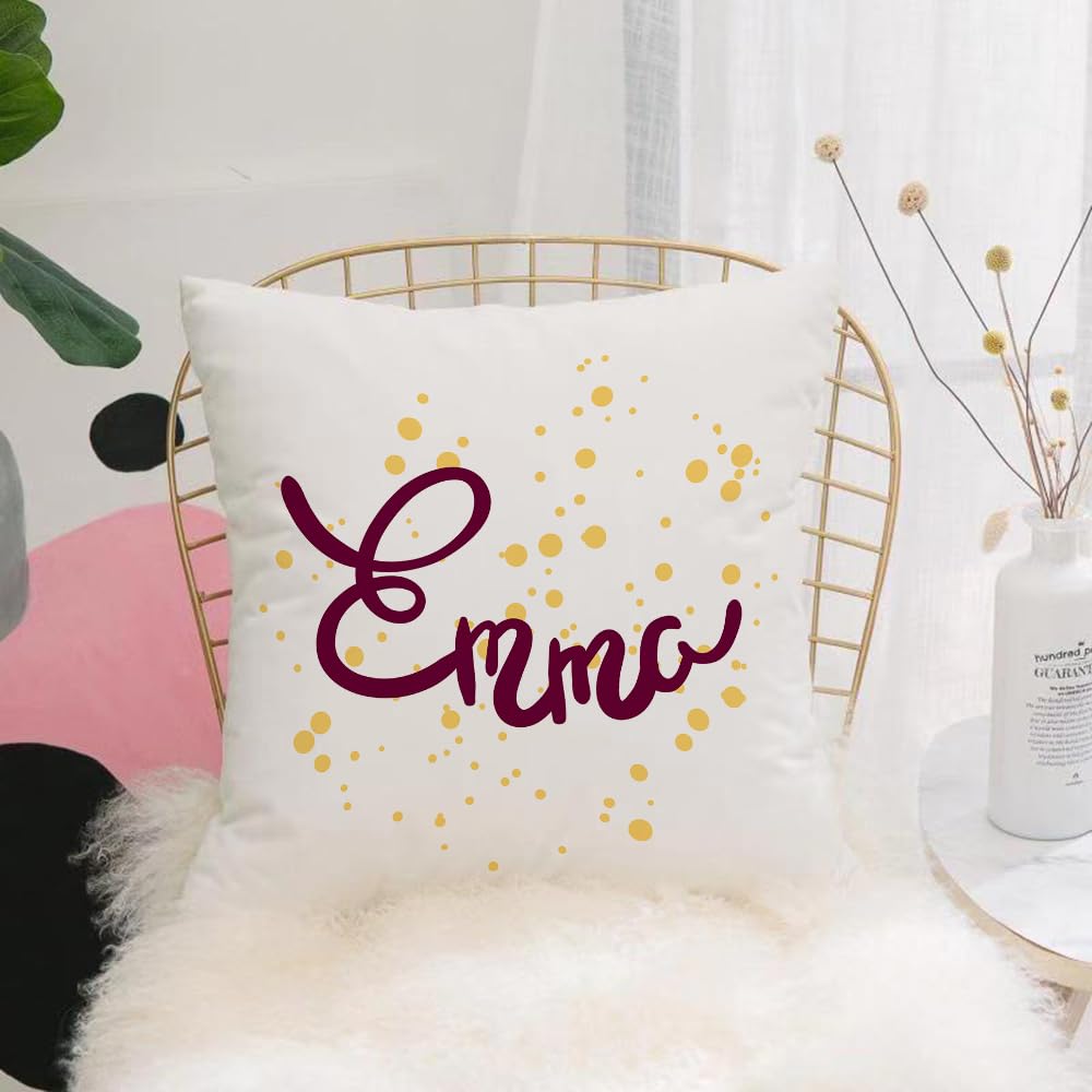 HYMSXW Cushion Cover,Throw Pillow Case Home Decorative for Living Room Bedroom Sofa Chair 20X20 Inch,Emma, Arrangement of female letters Baby girl written a,Pillowcase 50X50cm