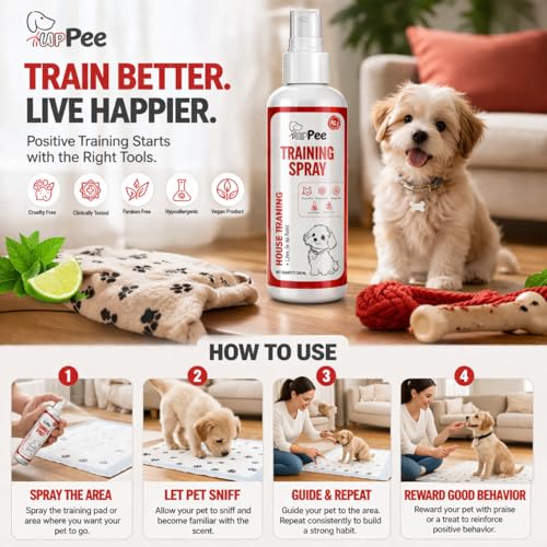 Image of Puppee Pet Training Spray for Dogs & Cats (200ml) Natural Lime & Mint Scent | Potty & Toilet Training for Indoor & Outdoor Use | No More Marking | Stops Pee & Poop in Wrong Places