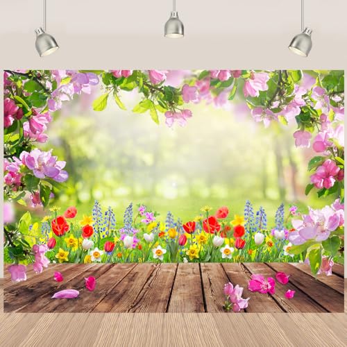 Tela fondo fotográfico primavera 7x5 ft para eventos miniatura 1