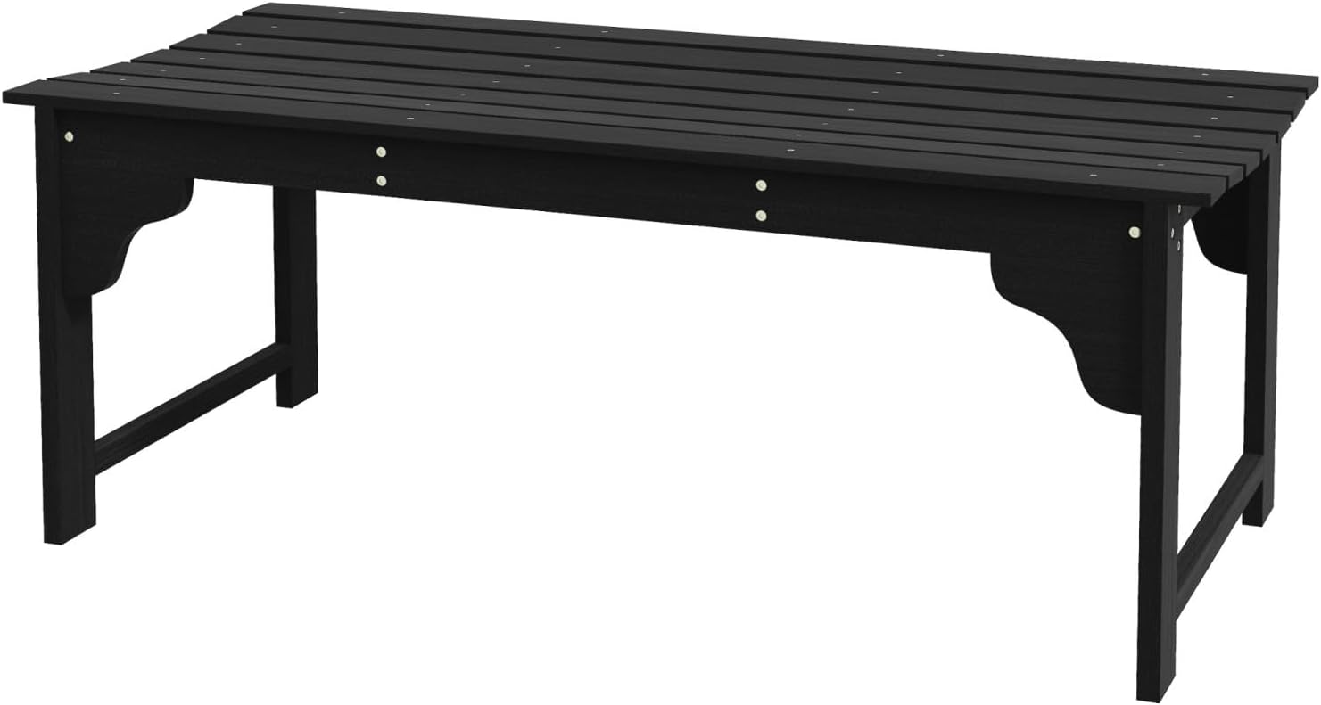 Wooden Garden Bench, Outdoor Park Bench with Curved Back for Poolside, Deck, Conservatory, Black