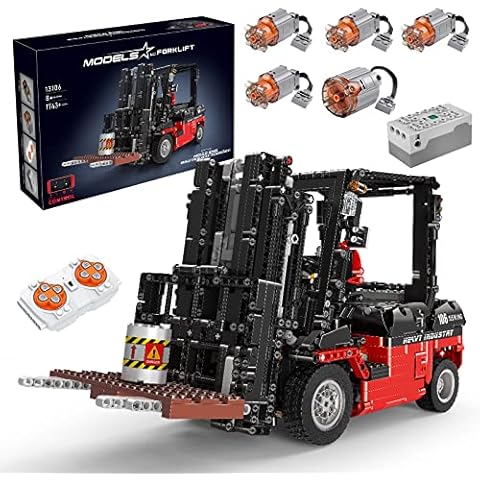 Mozewa Forklift Building Kits, Lift Truck Building Kits, Large Remote Controlled Forklift Building Blocks Model with Motors, 1719 Pieces Cover