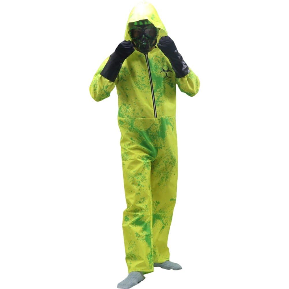 Fituenly Halloween Zombie Hazmat Costume Hazmat Suit Set for Adults, Halloween Zombie Hazmat Jumpsuit Biohazard Costume Cosplay Party Outfit