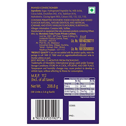 Image of Cadbury Dairy Milk Chocolate Shots, 208.8Gm Carton (58 Units) - (Pack of 4)
