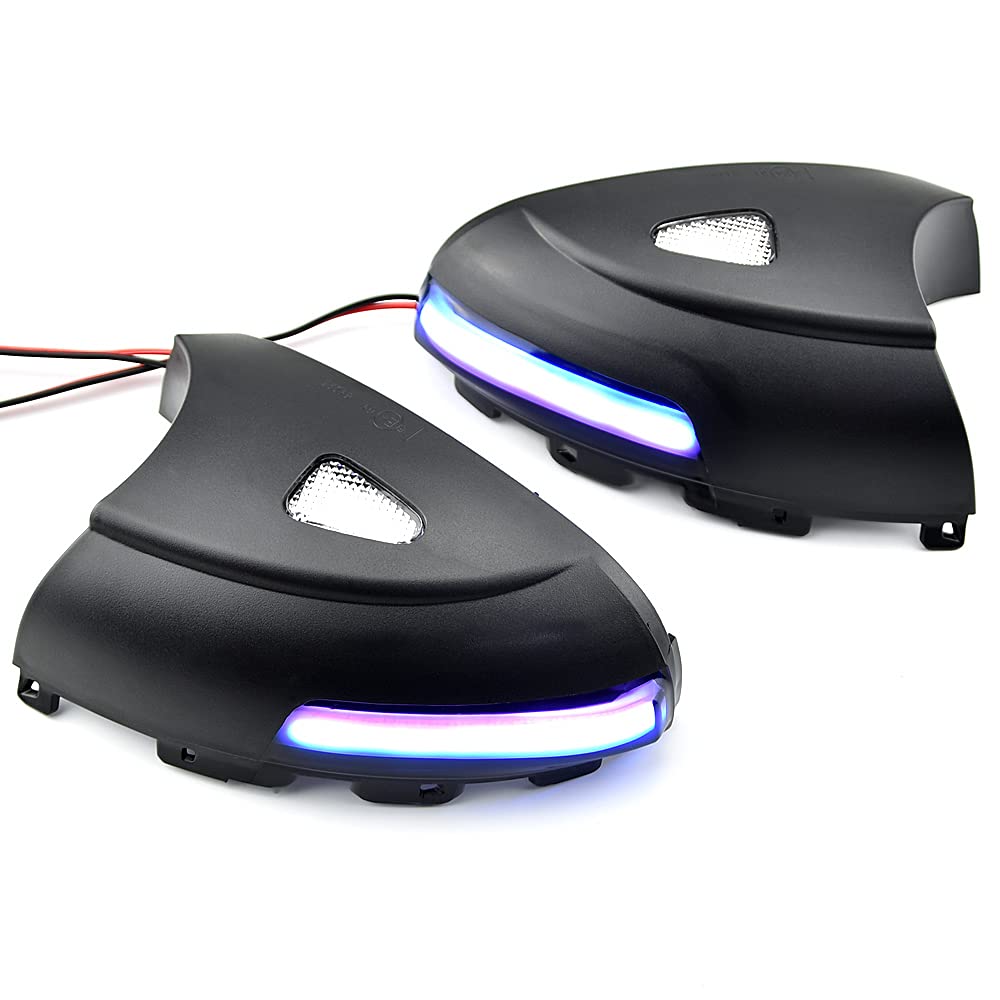 światło kałuży dynamiczny kierunkowskaz LED lusterko boczne sekwencyjny wskaźnik świetlny kompatybilny z Ti-guan MK1 2008-2016) (Żółte + niebieskie światło)