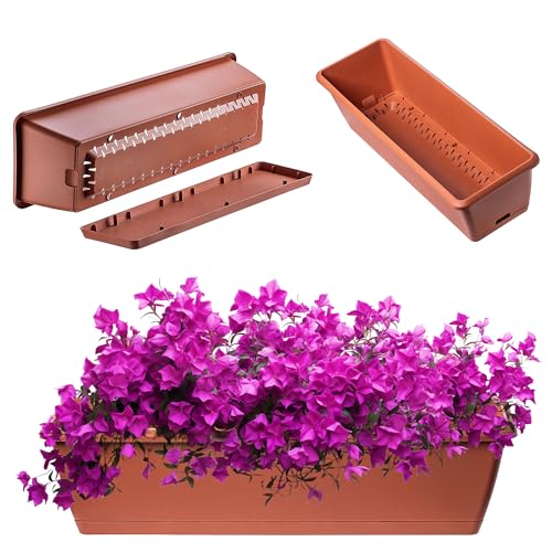 KADAX Blumenkasten 60 cm, Terracotta – Pflanzkasten aus Kunststoff mit Untersetzer, widerstandsfähig und pflegeleicht, für Blumen und Kräuter im Außenbereich