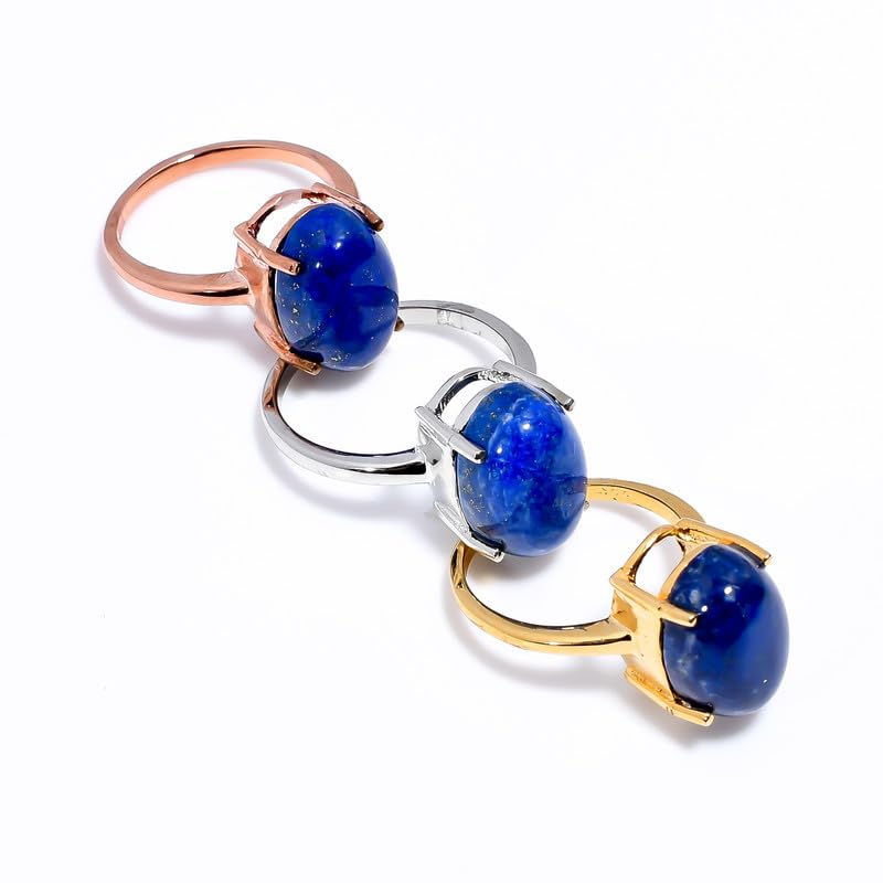 Bague lapis-lazuli argent 925 anti-allergie, bague femme ovale durable