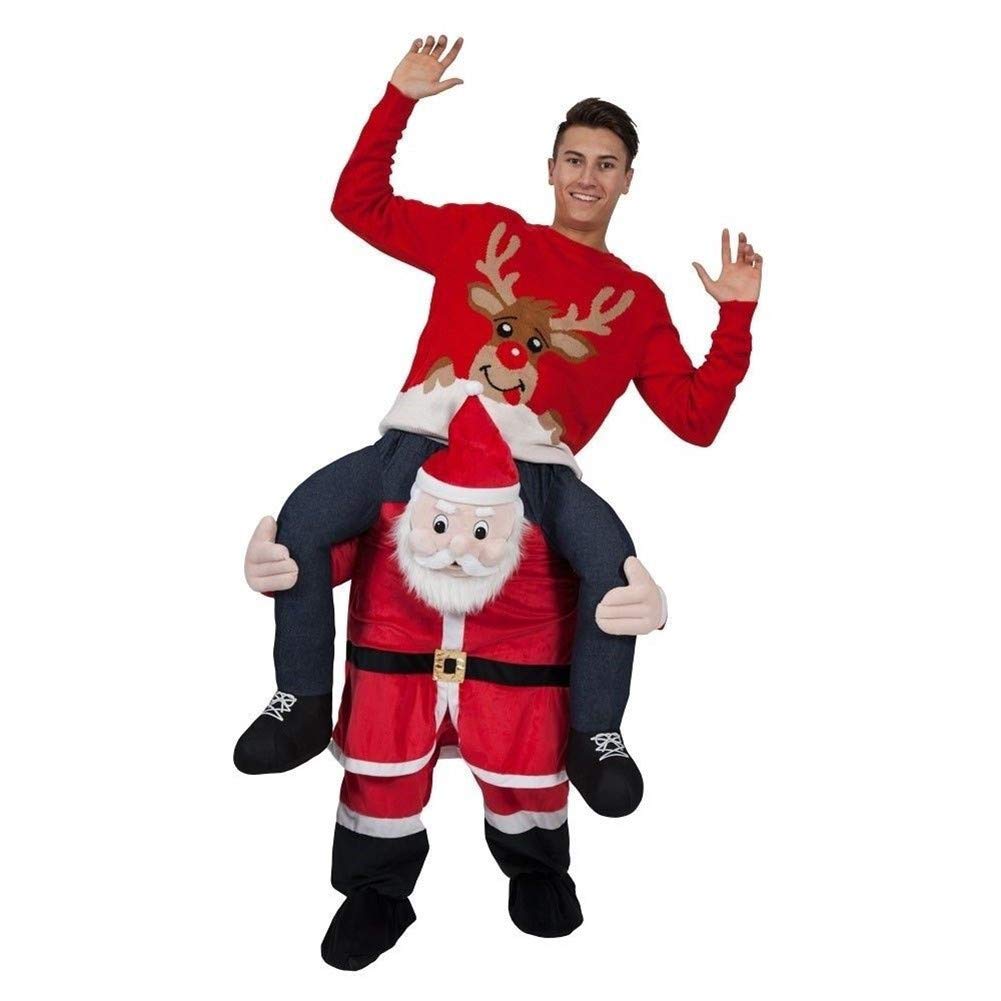 LormakaChristmas Santa Claus Costume Shoulder Carry Ride On Me Mascot Costume Fun Dress