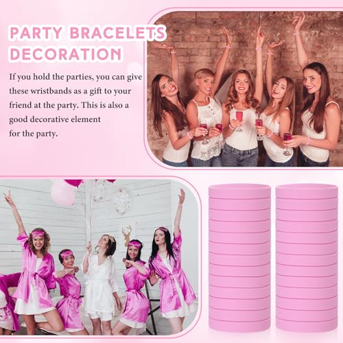 Image of Liliful 100 Pcs Silicone Rubber Wristbands Rubber Wristband Bracelet Bands for Silicone Wristbands for Women Men(Pink)