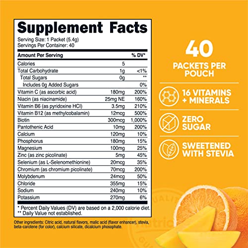 Nutricost Electrolytes Powder Hydration Packets (Orange Mango, 40 Servings) Low Calorie Keto Electrolytes Sweetened With Stevia - Non-Gmo, Gluten Free And Sugar Free #TOP1