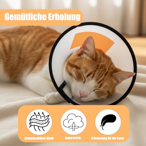 2 Stück Katzen Halskrause, Halskrause Katze, Schutzkragen für Katzen und kleine Hunde, Postoperative Wundschutz, Verhindert Lecken und Kratzen, Leichtes und bequemes Design