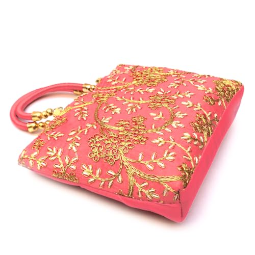 Image of Ethnic Women Handbag Purse Silk Fabric 25 x 18 cm