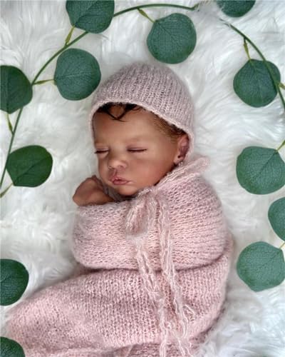 Muñeca Reborn Negra Realista de 18 pulgadas con cuerpo de tela miniatura 6