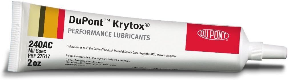 DuPont D12340449 Krytox 240AC Mil-Spec Grease Tube, MIL-PRF-27617 Type III, 2 oz