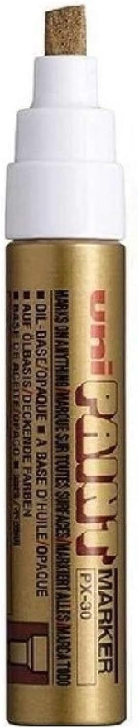 uni-ball Uni Colour Broad (4-8.5mm) PX-30 Gold Oil Paint Marker Pen Metal Glass Wood Plastic Stone Outdoor mm Metal Chisel Nib Tip (Pack Of 1)
