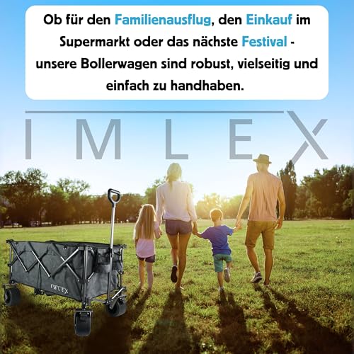 Bollerwagen faltbar XXL Handwagen IM-4211 160L | Tragkraft 120KG | Faltbarer Bollerwagen breite Reifen fürs Gelände, ideal als Strandwagen, Gartenwagen für Festival, Camping und Outdoor (Grau) – Bild 7