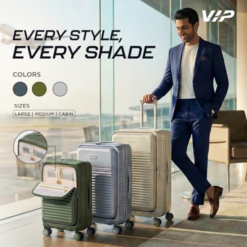 Image of VIP FLEX9010 Expandable Check-in Trolley Bag 67cm | Medium | Hard Luggage | 8-Wheel Business Travel Suitcase with 15.6 inch Laptop Compatible | Flushed TSA Lock | 3 Years International Warranty (Grey)