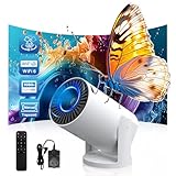 Wireless Mini Projector with WIFI 6 and 5G, 4K 1080P Support Portable Projector 180° Rotatable. 17'-130' Screen Video Projector. Compatible forSmartphone, Laptop, PC(Q5 mate)