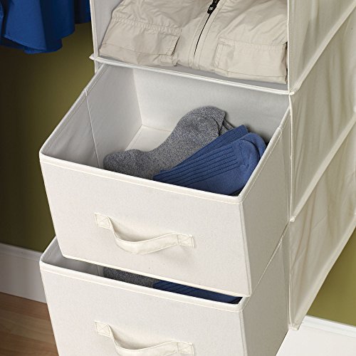 Household Essentials 311306 Set of 2 Drawers for Hanging Shelf Closet Organizers | Natural Canvas Fabric Bin with Handle,Off-White Household Essentials 311306 Set of 2 Drawers for Hanging Shelf Closet Organizers | Natural Canvas Fabric Bin with Handle,Off-White