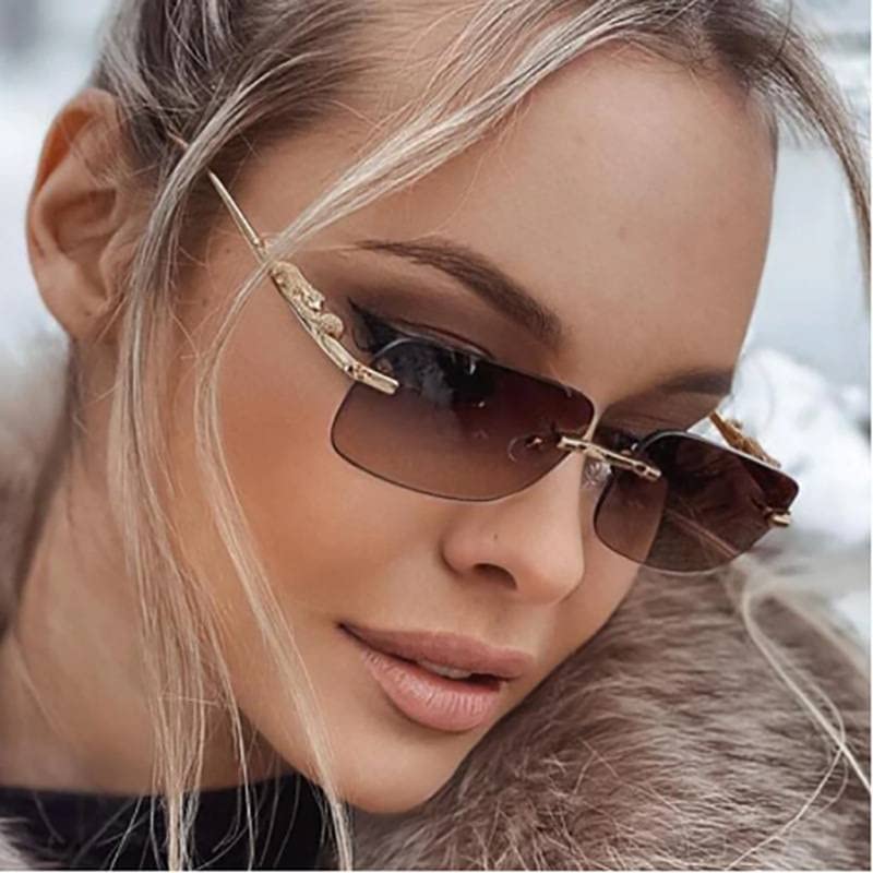 Image of IFLASH UV Protected Retro Rectangular Rimless Sunglasses for Men and Women