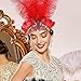 Vistnale Showgirl Headpiece Feathers Sparkling Rhinestones Mardi Gras Headband Carnival Headpieces for Women Costume Party, Red|Fashion Headbands