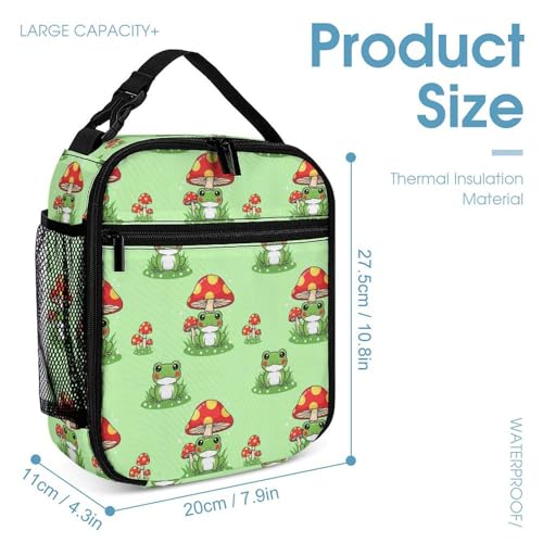 Backpack Lightweight Red Mushroom Frog Bookbag with Lunch Box Storage Bags Backpack Set Daypack with Lunch Bag and Cosmetic Bag4