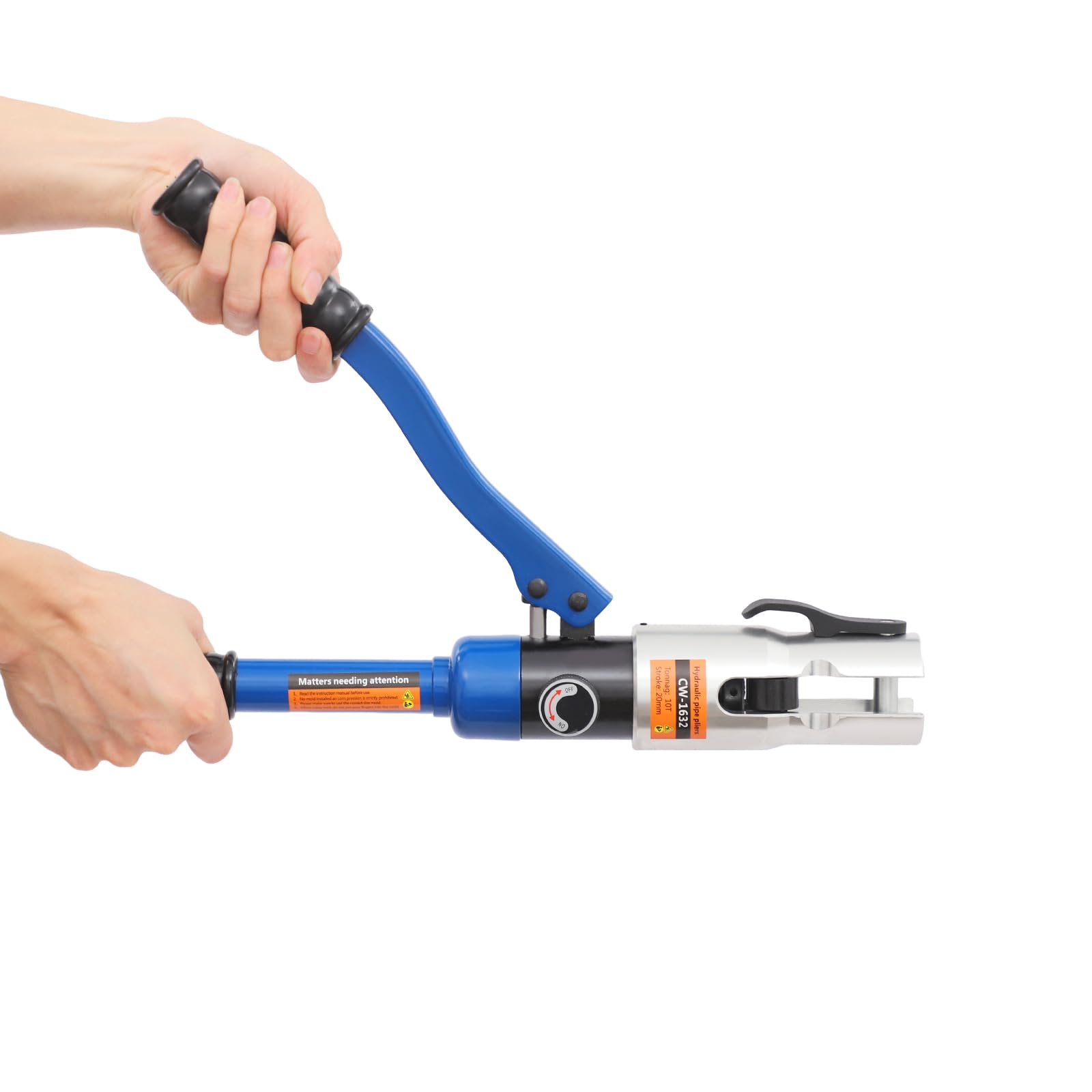 OUKANING Alicates de prensa de tubos 10t con 8 matrices, forma de U de 16 – 32 mm y forma TH 16-32 mm, alicate hidráulico para tubo compuesto multicapa, PEX, PB, con maletín de transporte y mango