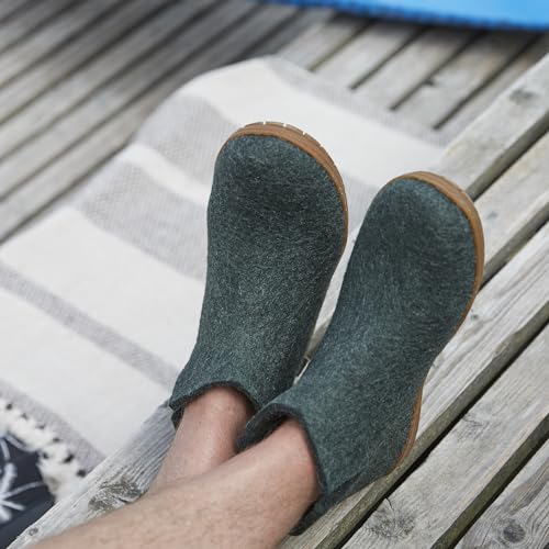 Image of Glerups 100% quality wool mix Boot Slipper with rubber sole - Unisex