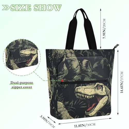 Bolsa de mano para llevar libros: bolso de dinosaurio resistente de universidad 4