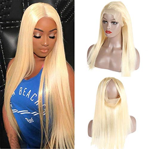 613 Blonde Brazilian Straight Human Hair 360 Lace Frontal Closure Andromeda 130% Density Pre Plucked 360 Hair Frontal with Baby Hair Natural Hair Line (22Inch)