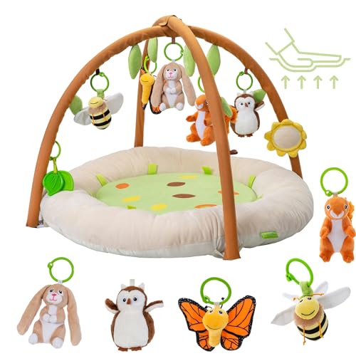 Image of Baby Play Gym by Two Little Feet, Premium Super Thick Padded Tummy Time Mat & Baby Play Mat for Babies 0-6 Months and 6-12 Months, Baby Essentials Baby Lounger, Ideal Shower Gift, 7 Detachable Toys