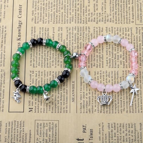 FAADBUK Elphaba and Glinda Fan Gift Elphaba Glinda Lover Gift Witch Beaded Bracelet Set for Her3