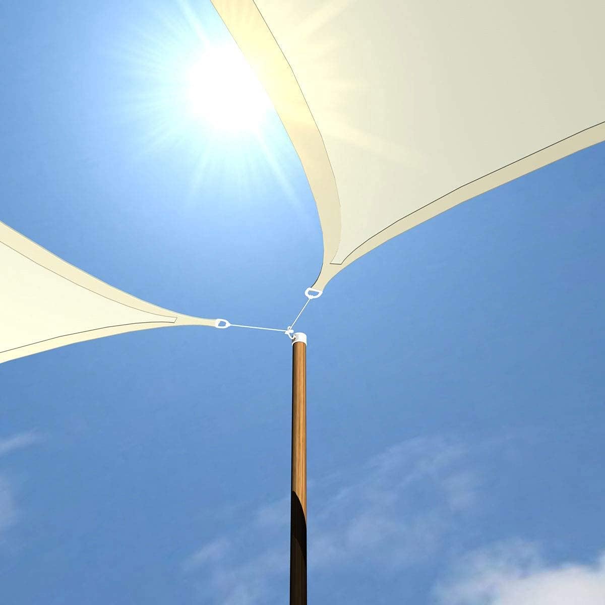 AMANKA Tenda da Sole UV - 3x3x4,25 Triangolo Rettangolo HDPE - Telo di Protezione Solare Beige