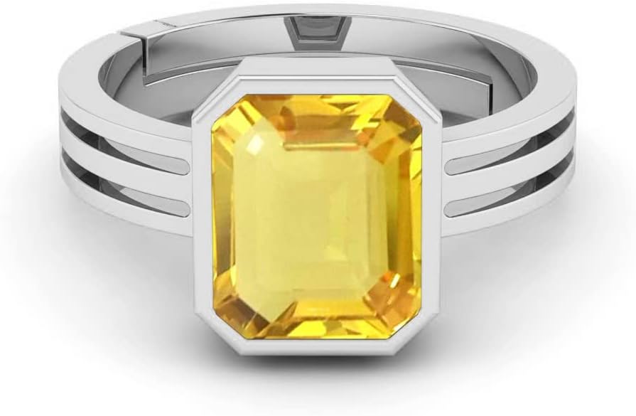 Yellow Sapphire Stone Ring 8.00 CARAT Beautifull Ring For Men And Women Fashionable Multioccassional Trendy Handcrafted Lightweight Collectible Item Comfortable Ideal For Gifting - Image 3
