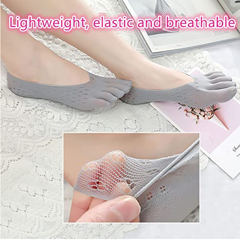 Mijnid Women Orthopedic Compression Toe Socks, Sock Align Toe Socks For Bunion, Full Toe Yoga Sock, Invisible Boat Socks (5*Beige) #TOP4