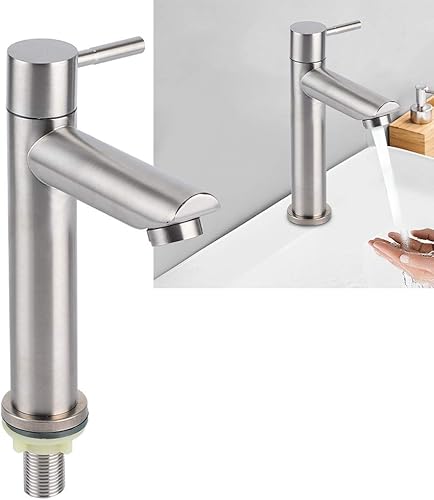 Miniatura 4 de Grifo de fregadero, grifo de agua de una sola manija, grifo de cocina fría individual con níquel cepillado extraíble, grifos de cocina de acero