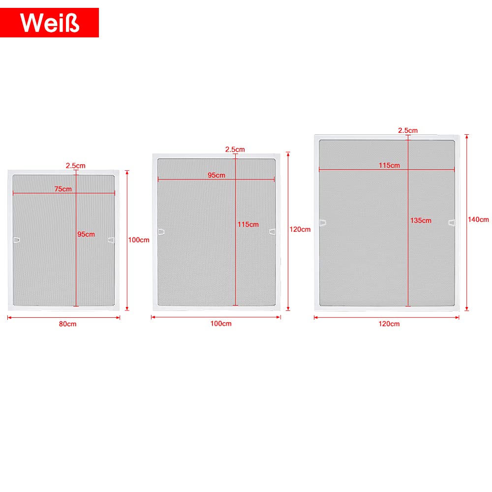 Moustiquaire pour fenêtre sans perçage - Avec cadre en aluminium - Pour balcon et terrasse - 100 x 120 cm - Blanc