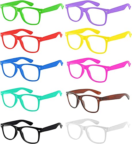 10 Pairs Retro 80's Vintage Clear Lens Sunglasses Colored Frame OWL ®