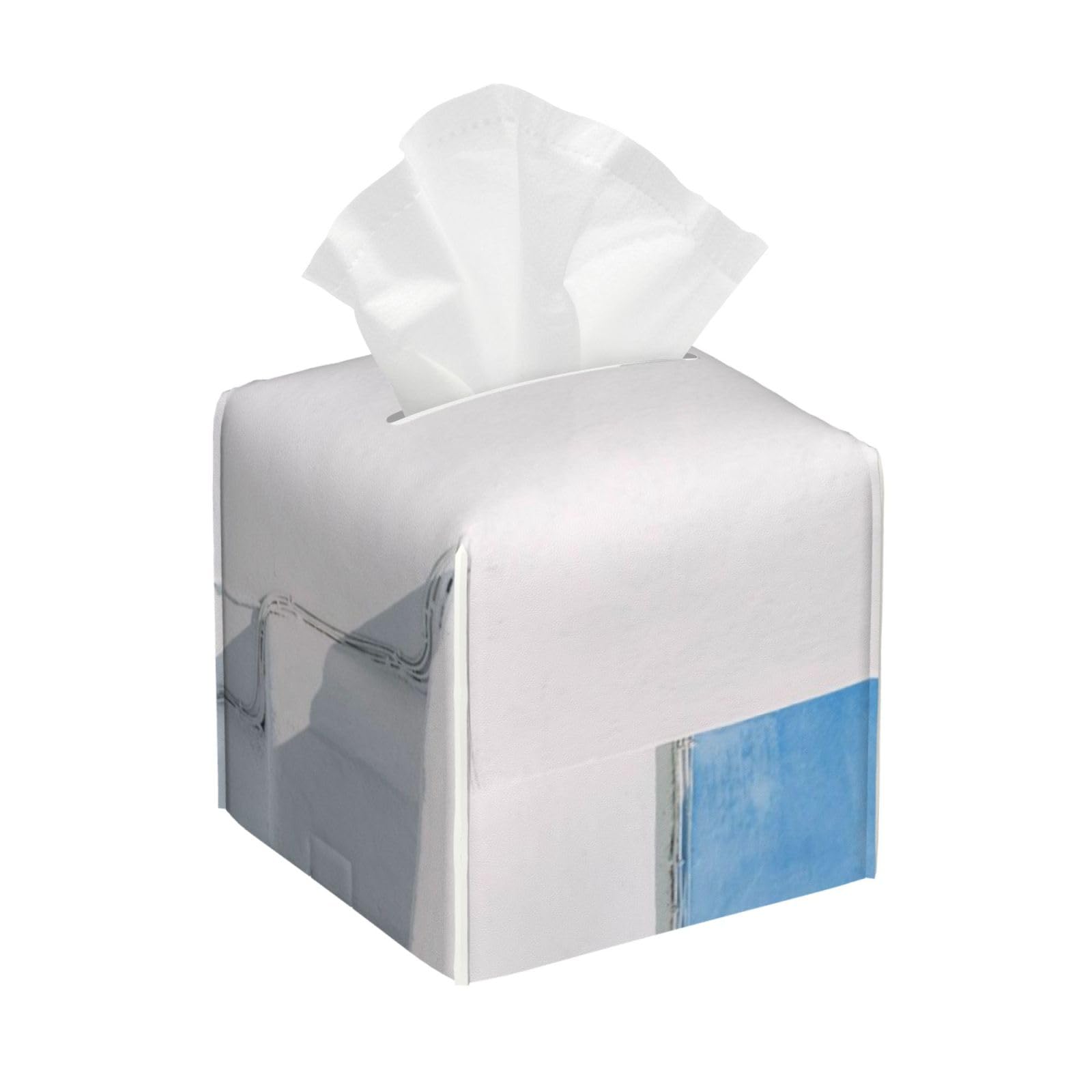 Blue Window in Oia Thira Island Known As Santorini Greece PVC Cube Tissue Pack for Home Office Bathroom Use