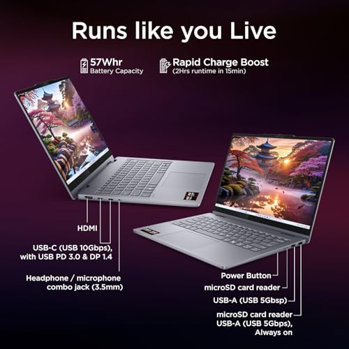 Image of Lenovo IdeaPad 5 2-in-1 AMD Ryzen AI 7 350 (16GB RAM /512GB SSD /14 (35.5cm) /WUXGA IPS /Copilot+PC /Windows 11 /Office 2024 /Lenovo Digital Pen 2 /1Yr ADP /Grey /1.6Kg), 83KT000JIN Convertible Laptop