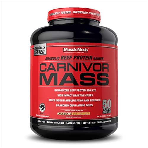 MuscleMeds Carnivor Mass Anabolic Beef Protein Gainer, Chocolate Peanut Butter, 6 Pounds (Packaging May Vary)